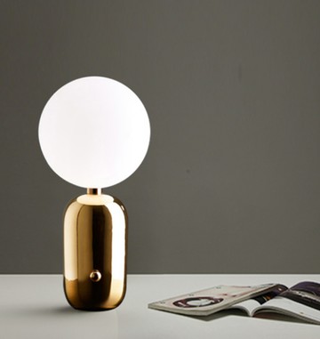 燈具 台燈 臥室燈 廚房燈 圓球台燈 現代簡約金色五金鐵藝臺燈 藝術圓球玻璃兒童房樣板房臥室床頭臺燈