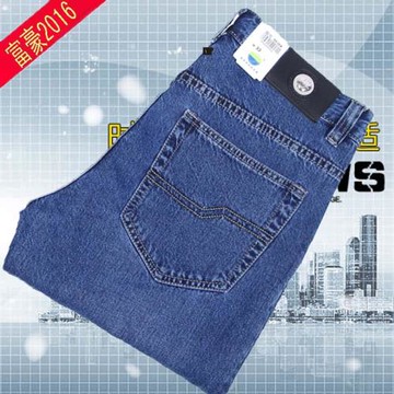 夏款彈力蘋果牛仔褲男正品直筒寬松男士休閑春秋新款中年男士褲子
