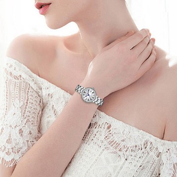 【Labaoli 娜寶麗】經典 時尚 典雅 晶鑽 鏤空 不鏽鋼 機械 腕錶 LA321