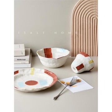 iSalt原創有夏若彩粗陶手作系列主人杯碗盤侘寂風復古創意餐具