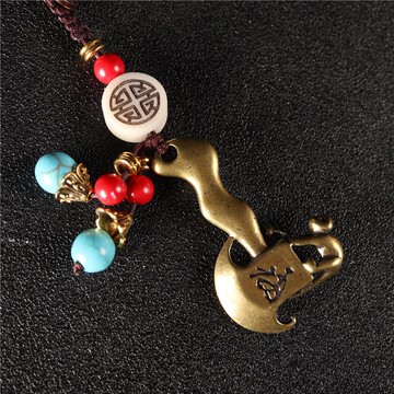 純銅不掉色招財進寶斧頭車掛包掛鑰匙扣吊墜手工編織純銅斧頭吊墜1入