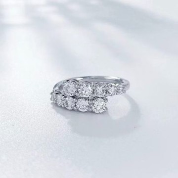 鉅曜 鉑金PT950 1克拉 法式輕奢交叉排鑽戒 培育鑽石