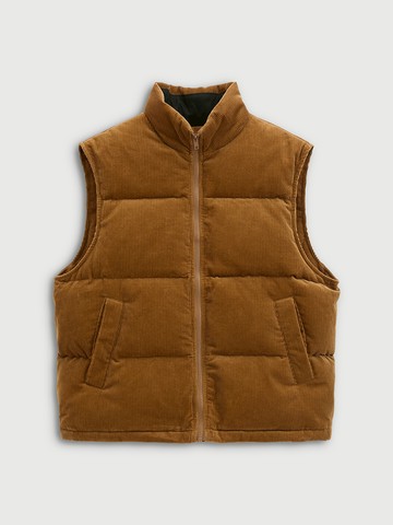 男裝 Logo刺繡立領立領羽絨背心外套-棕色