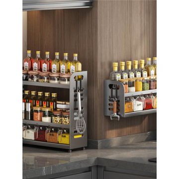 實用新品壁掛臺面兩用廚房調料品置物架廚房鹽味精雞精淀粉調味盒