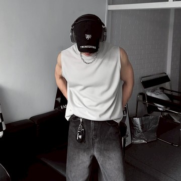 【SEMPLICITA】韓國 Clean Fit 素面 短寬 無袖 背心 素色 百搭 男女皆可
