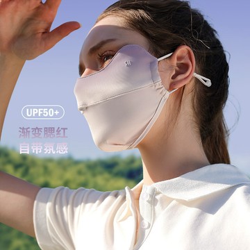 熱賣爆款 2025僊女風腮紅護眼角防曬口罩麵罩夏季女防塵防紫外綫冰絲漸變色-L1001 FJF9