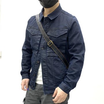 重水洗牛仔夾克男機車款磨邊做舊阿美咔嘰歐美日系復古秋季短外套