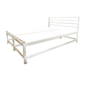 【空間特工】免螺絲角鋼雙人床-標準款 6.5尺x5尺 雙人床架 鐵床 矮腳床 組合床 床鋪白角鋼｜象牙白床板