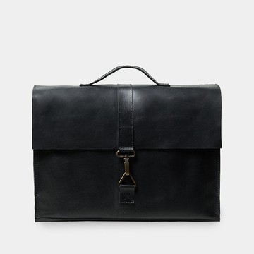 黑色真皮單肩包 - 男女通用真皮公文包