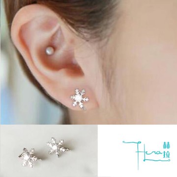 Hera 赫拉 雪花鋯石耳環/耳針 兩入