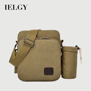 IELGY 男士復古斜挎帆布包帶多隔層