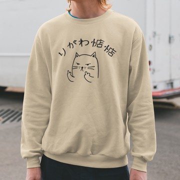 貓咪惦惦 刷毛 中性 大學T 7色 (現貨) 偽日文りがわ惦惦りしれ供さ小惦惦潮T狠網路用語中指趣味班服團體社團保暖