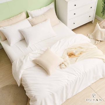 DUYAN竹漾 舒柔棉-雙人床包枕套三件組-優雅白 台灣製