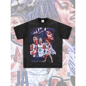 BC美式復古賈莫蘭特 Ja Morant印花短袖T恤重磅純棉圓領連帽衛衣