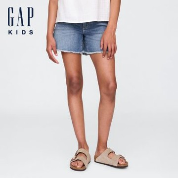 【GAP】兒童中長版牛仔短褲-淺色水洗(740946)