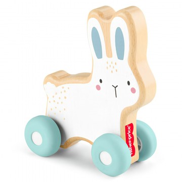 fisher-price 費雪 木製推著走小兔子觸覺玩具  混和顏色  1套