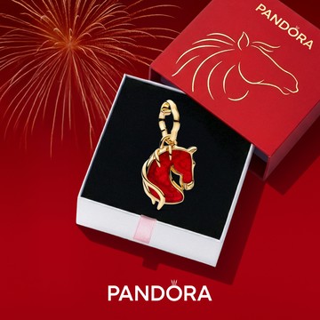 福氣紅包袋🧧【Pandora官方直營】駿馬迎福 Murano 琉璃吊飾-鍍14k金-2026新年限定包裝