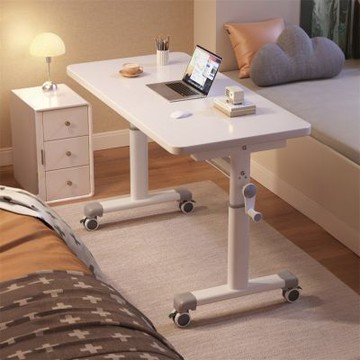 【匠俱】升降書桌80*60cm(電腦桌 可移動辦公桌 家用臥室簡易小桌子 升降工作臺 床邊桌)