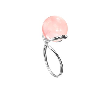 14k粉晶戒指 脈輪白金戒指 極簡輕珠寶 守護石女戒 玫瑰石英戒指