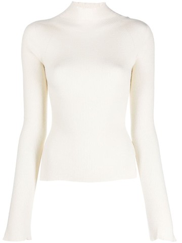 DONDUP - high-neck ribbed-knit jumper - women - Polyester/Polyamide/Viscose - 44 - White