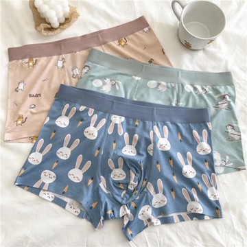 男士內褲50支莫代爾卡通印花石墨烯輕薄柔軟平角褲個性中腰短褲男