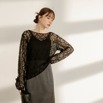 OB嚴選-慵懶鏤空針織圓領上衣《AB19630-》