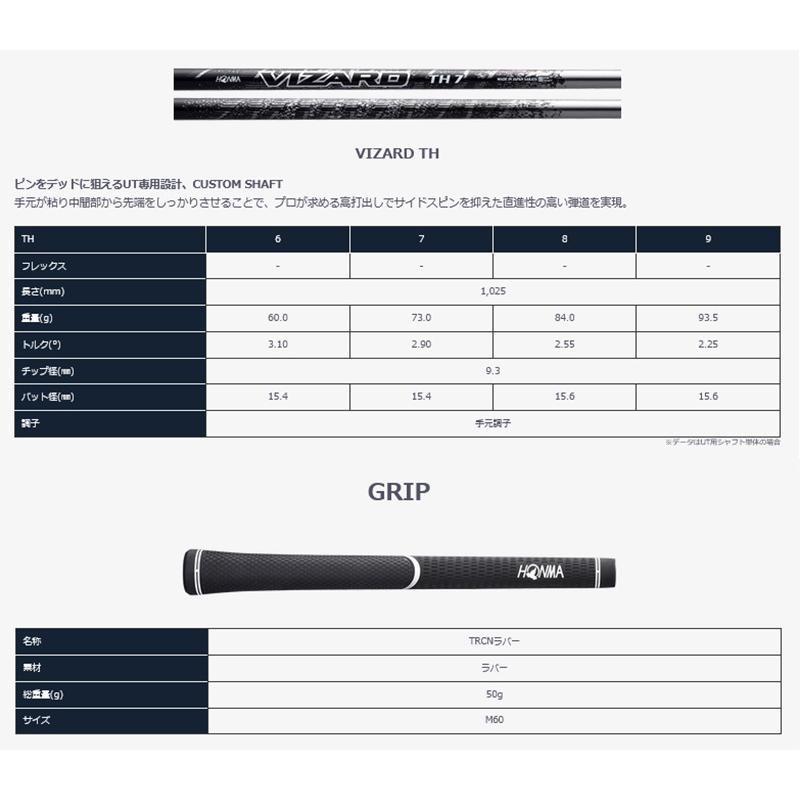 本間ゴルフ HONMA ツアーワールド TW757 UT ユーティリティ VIZARD TH7