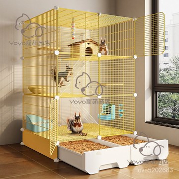 宅配免運😊鬆鼠籠子大號家用花枝鼠蜜袋鼬專用豪華三層大別墅龍貓櫃籠鬆鼠窩 寵物籠子