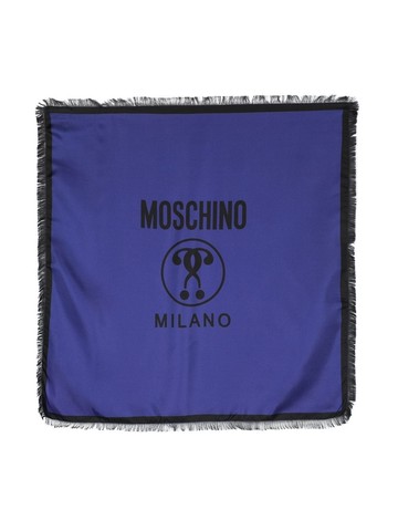 Moschino - logo-print fringed silk foulard - women - Silk - One Size - Blue