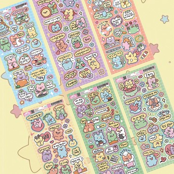 🌟小企鵝可愛韓系文字對話框韓文小熊貼紙ins風咕卡手帳咕本diy裝飾貼紙