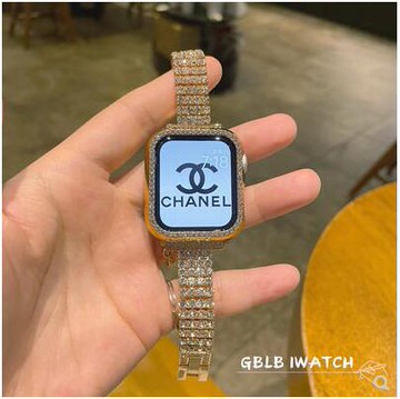 適用蘋果iwatch7手錶錶帶6四排鑲鑚奢華小香風applewatchSE5/432 99購物節