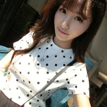 ZUCA”S - 韓版經典百搭寬鬆點點短袖T恤 - T-003