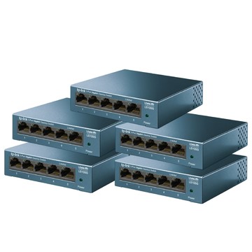 TP-Link 【5入組】LS105G 5埠10/100/1000Mbps 桌上/壁掛兩用 流量管理 乙太網路交換器switch hub