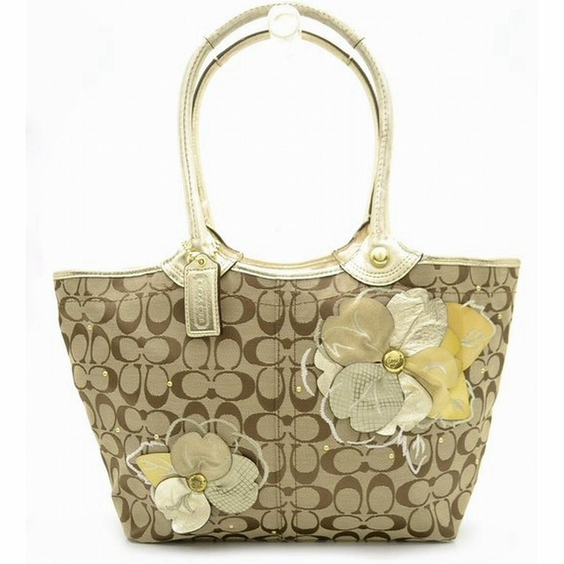 バッグ Coach コーチ シグネチャー マルチブリーカー フローラルトート ショルダーバッグ ショルダートート フラワーモチーフ ベージュ ゴールド F K 通販 Lineポイント最大0 5 Get Lineショッピング