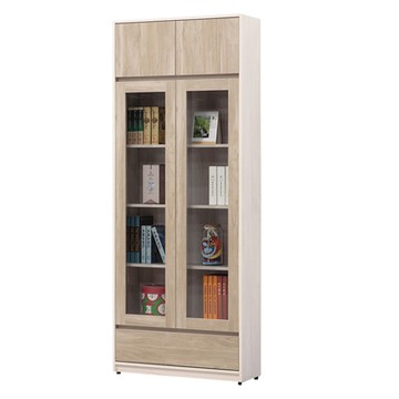 文創集 卡依2.7尺四門單抽高書櫃-80x30x202cm免組