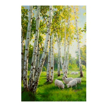 【御畫房】白樺林之春 國家一級畫師手繪油畫60×90cm(VF-99)