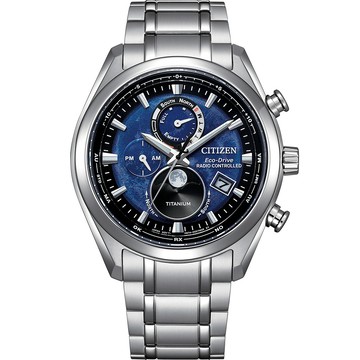 CITIZEN 月相錶 光動能錶 電波錶 計時鈦金屬手錶 男錶 指針錶-43mm BY1010-81L
