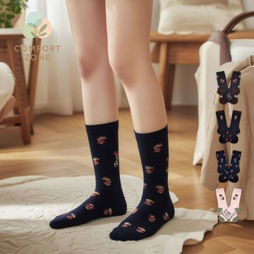 【舒適圈】可愛收信兔兔中高筒襪 3雙裝 / 不重複 22~26cm 女襪 中筒襪 襪子女 中筒女 女生襪子