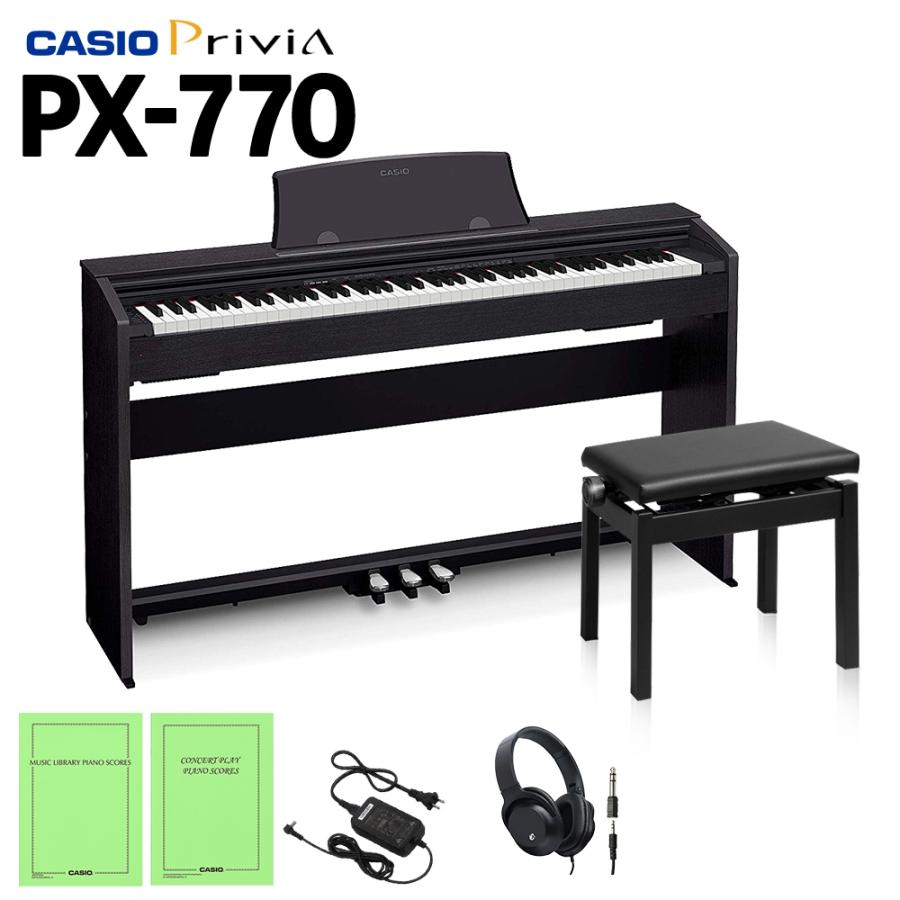 CASIO PX-770BK 同色高低イスセット 電子ピアノ 88鍵 カシオ PX770 (オンライン限定)