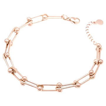 RADIANT STAR 璀璨之星 歐美風潮玫瑰金鎖鏈手鍊/項鍊 鈦鋼 KTL626  玫瑰金  延長鍊2.5cm 腕圍18cm