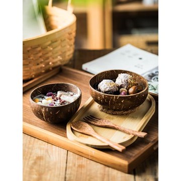 天然椰子碗椰殼碗網紅甜品碗糖水酸奶碗木質早餐碗木碗椰子殼餐具