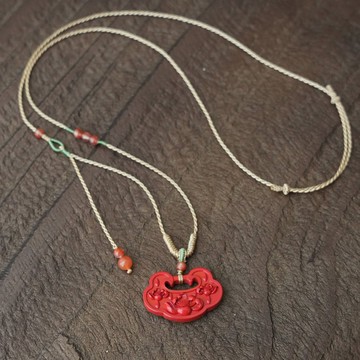 硃砂蓮花鎖 南紅珠手工編織 手搓棉繩好運鏈 守護平安喜樂