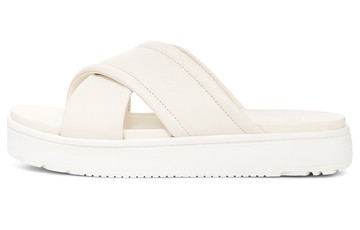 WMNS CMFT CASUAL LEATHER CROSS SLIPPERS WHITE
