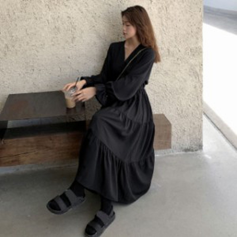 ワンピース レディース 春 夏 秋 リネン コットン リネンワンピース 綿麻 ミモレ丈 ｖネック 長袖 無地 トレンド 体型カバー ａライン 通販 Lineポイント最大6 0 Get Lineショッピング