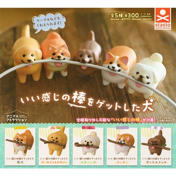 全套5款 動物愛好系列 狗狗撿到一根好棍子 扭蛋 轉蛋 柴犬 黃金獵犬 獅子狗717346