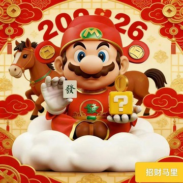 財神爺馬里奧手辦超級瑪麗周邊潮玩公仔模型招財桌面擺件玩具禮物生日禮物 禮物