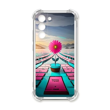S22 系列殼 TRON 三星 S22 桃藍色花朵系列 四角防摔殼 手機殼
