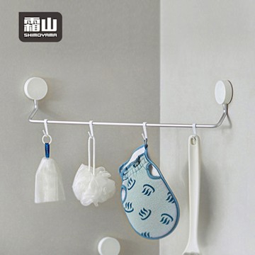 日本霜山 日系簡約風無痕壁掛式加長掛桿(附小掛勾6入)