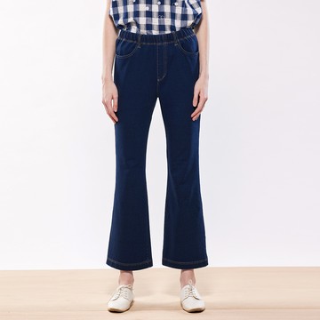 彈性針織牛仔小喇叭褲