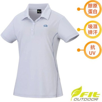 【FIT】女 膠原蛋白消臭抗UV涼感短袖POLO衫.休閒運動上衣_QS2101-73 時尚灰